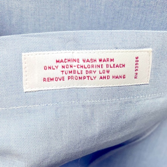 Men's Brooks Brothers Long Sleeve Button Down Polo Shirt Blue Size 17 1/2-4/5 - Picture 7 of 11